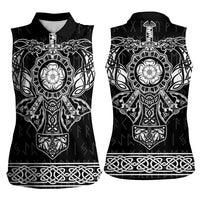 Vikings from Yorkshire Women Sleeveless Polo Shirt Black Spirit of Jorvik - Wonder Print Shop