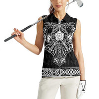 Vikings from Yorkshire Women Sleeveless Polo Shirt Black Spirit of Jorvik - Wonder Print Shop