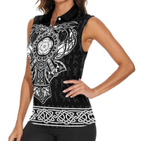 Vikings from Yorkshire Women Sleeveless Polo Shirt Black Spirit of Jorvik - Wonder Print Shop