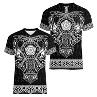 Vikings from Yorkshire Women V-Neck T-Shirt Black Spirit of Jorvik - Wonder Print Shop