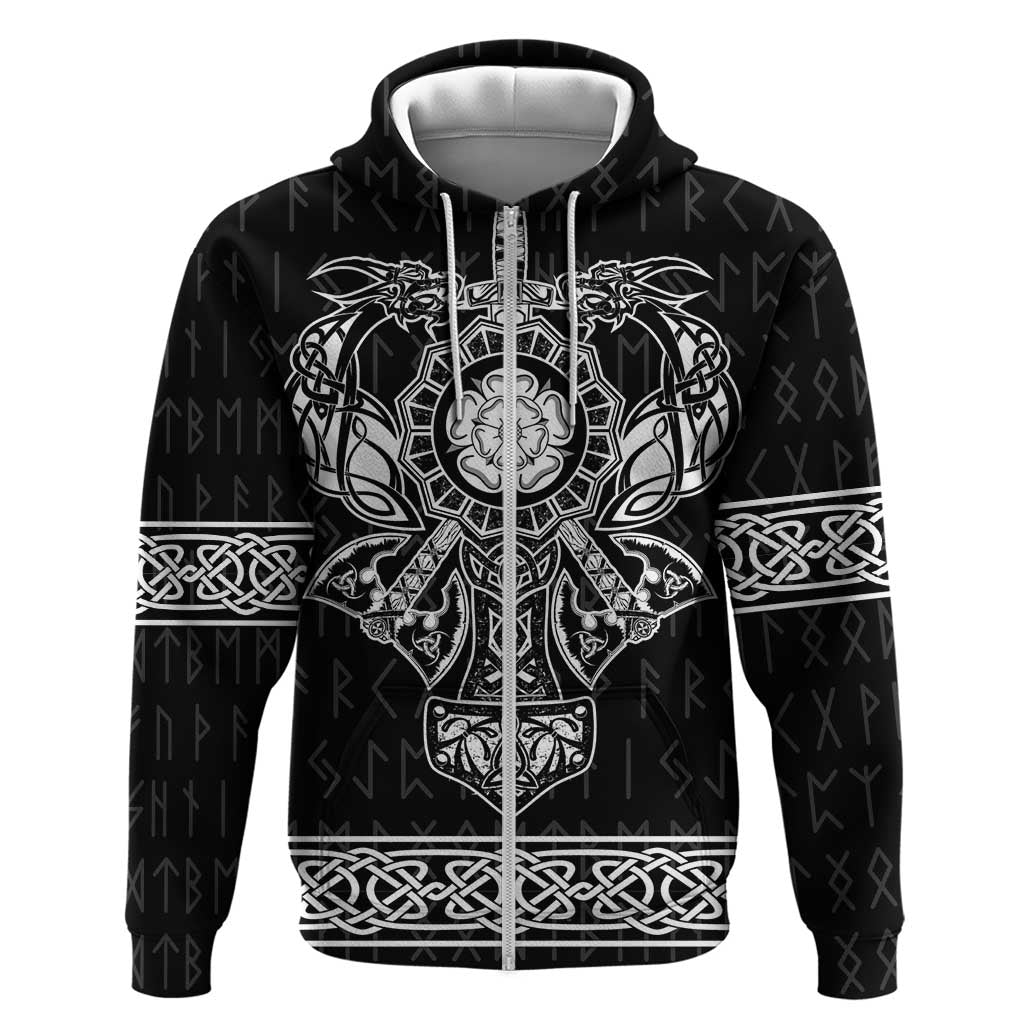 Vikings from Yorkshire Zip Hoodie Black Spirit of Jorvik - Wonder Print Shop