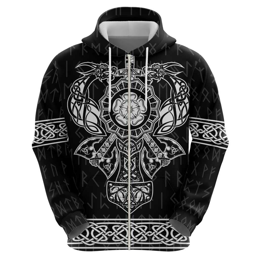 Vikings from Yorkshire Zip Hoodie Black Spirit of Jorvik - Wonder Print Shop