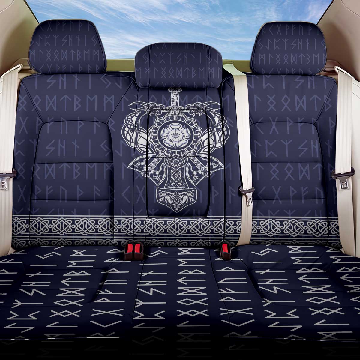 Vikings from Yorkshire Back Car Seat Cover Blue Spirit of Jorvik - Wonder Print Shop