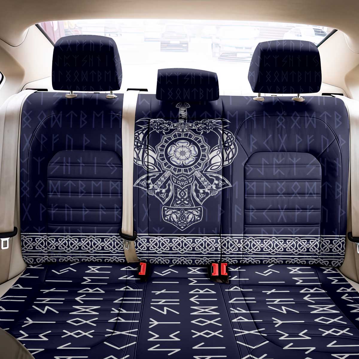 Vikings from Yorkshire Back Car Seat Cover Blue Spirit of Jorvik - Wonder Print Shop