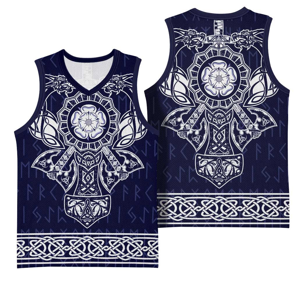 Vikings from Yorkshire Basketball Jersey Blue Spirit of Jorvik - Wonder Print Shop