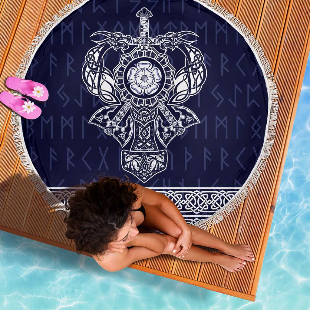 Vikings from Yorkshire Beach Blanket Blue Spirit of Jorvik - Wonder Print Shop