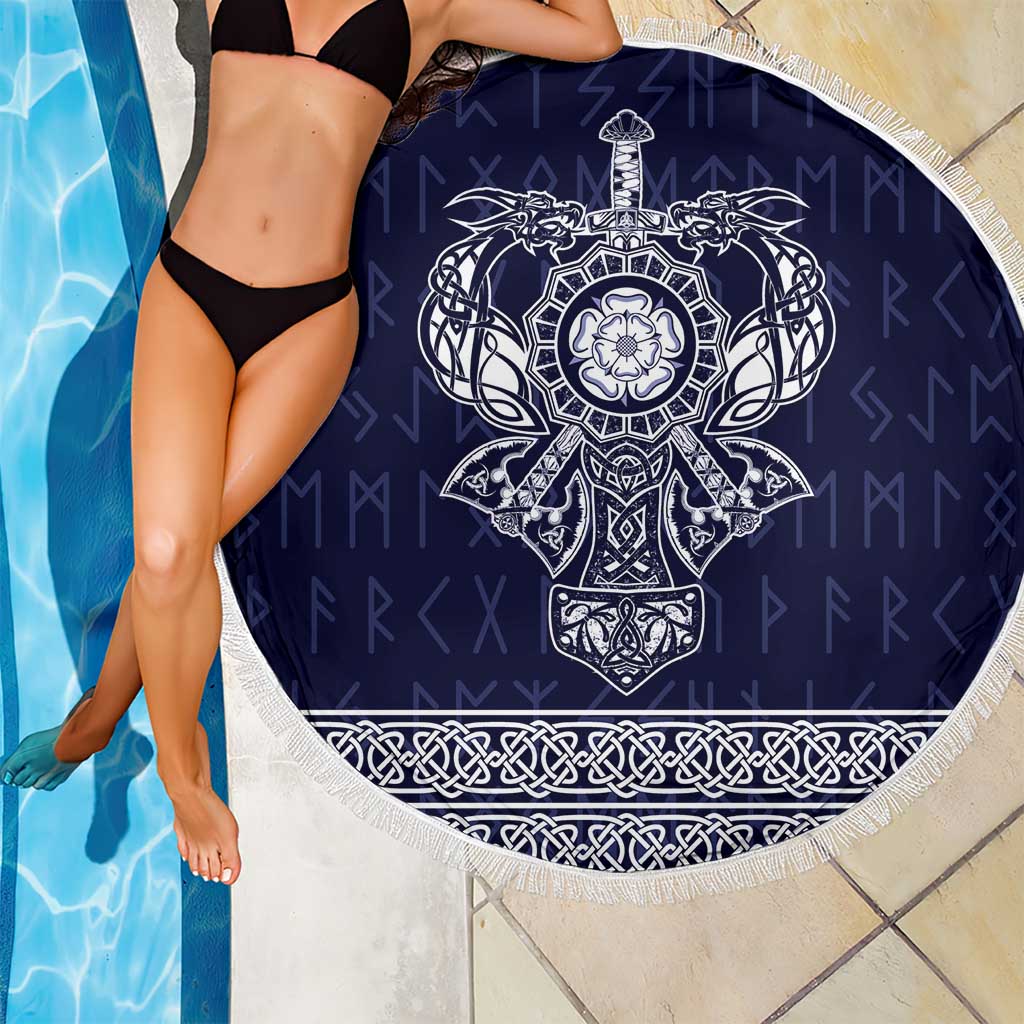 Vikings from Yorkshire Beach Blanket Blue Spirit of Jorvik - Wonder Print Shop