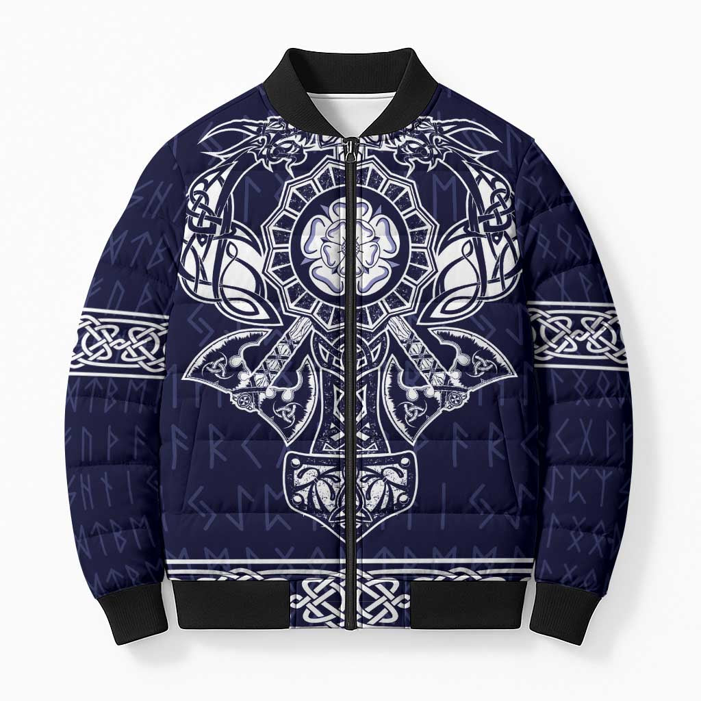 Vikings from Yorkshire Bomber Puffer Jacket Blue Spirit of Jorvik - Wonder Print Shop