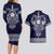 Vikings from Yorkshire Couples Matching Long Sleeve Bodycon Dress and Hawaiian Shirt Blue Spirit of Jorvik - Wonder Print Shop