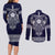 Vikings from Yorkshire Couples Matching Long Sleeve Bodycon Dress and Long Sleeve Button Shirt Blue Spirit of Jorvik - Wonder Print Shop