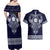 Vikings from Yorkshire Couples Matching Off Shoulder Maxi Dress and Hawaiian Shirt Blue Spirit of Jorvik - Wonder Print Shop