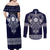 Vikings from Yorkshire Couples Matching Off Shoulder Maxi Dress and Long Sleeve Button Shirt Blue Spirit of Jorvik - Wonder Print Shop