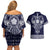 Vikings from Yorkshire Couples Matching Off Shoulder Short Dress and Hawaiian Shirt Blue Spirit of Jorvik - Wonder Print Shop