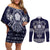 Vikings from Yorkshire Couples Matching Off Shoulder Short Dress and Long Sleeve Button Shirt Blue Spirit of Jorvik - Wonder Print Shop