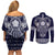 Vikings from Yorkshire Couples Matching Off Shoulder Short Dress and Long Sleeve Button Shirt Blue Spirit of Jorvik - Wonder Print Shop