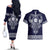 Vikings from Yorkshire Couples Matching Off The Shoulder Long Sleeve Dress and Hawaiian Shirt Blue Spirit of Jorvik - Wonder Print Shop