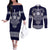 Vikings from Yorkshire Couples Matching Off The Shoulder Long Sleeve Dress and Long Sleeve Button Shirt Blue Spirit of Jorvik - Wonder Print Shop