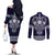 Vikings from Yorkshire Couples Matching Off The Shoulder Long Sleeve Dress and Long Sleeve Button Shirt Blue Spirit of Jorvik - Wonder Print Shop