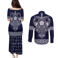 Vikings from Yorkshire Couples Matching Puletasi and Long Sleeve Button Shirt Blue Spirit of Jorvik - Wonder Print Shop