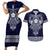 Vikings from Yorkshire Couples Matching Short Sleeve Bodycon Dress and Hawaiian Shirt Blue Spirit of Jorvik - Wonder Print Shop