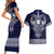 Vikings from Yorkshire Couples Matching Short Sleeve Bodycon Dress and Hawaiian Shirt Blue Spirit of Jorvik - Wonder Print Shop