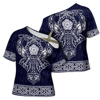 Vikings from Yorkshire Cross Shoulder Shirt Blue Spirit of Jorvik - Wonder Print Shop