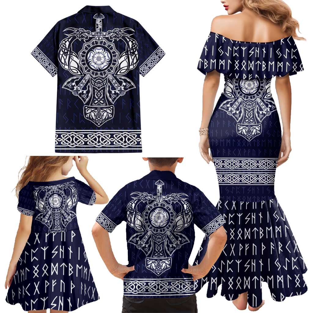 Vikings from Yorkshire Family Matching Mermaid Dress and Hawaiian Shirt Blue Spirit of Jorvik - Wonder Print Shop