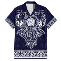 Vikings from Yorkshire Family Matching Off The Shoulder Long Sleeve Dress and Hawaiian Shirt Blue Spirit of Jorvik - Wonder Print Shop