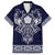 Vikings from Yorkshire Family Matching Off The Shoulder Long Sleeve Dress and Hawaiian Shirt Blue Spirit of Jorvik - Wonder Print Shop