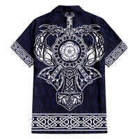 Vikings from Yorkshire Family Matching Off The Shoulder Long Sleeve Dress and Hawaiian Shirt Blue Spirit of Jorvik - Wonder Print Shop