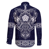 Vikings from Yorkshire Family Matching Off The Shoulder Long Sleeve Dress and Hawaiian Shirt Blue Spirit of Jorvik - Wonder Print Shop