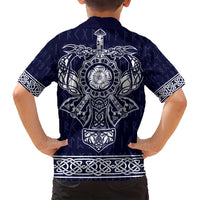 Vikings from Yorkshire Family Matching Off Shoulder Maxi Dress and Hawaiian Shirt Blue Spirit of Jorvik - Wonder Print Shop