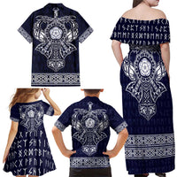 Vikings from Yorkshire Family Matching Off Shoulder Maxi Dress and Hawaiian Shirt Blue Spirit of Jorvik - Wonder Print Shop