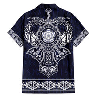 Vikings from Yorkshire Family Matching Off Shoulder Maxi Dress and Hawaiian Shirt Blue Spirit of Jorvik - Wonder Print Shop
