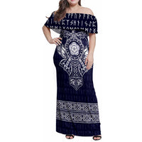 Vikings from Yorkshire Family Matching Off Shoulder Maxi Dress and Hawaiian Shirt Blue Spirit of Jorvik - Wonder Print Shop