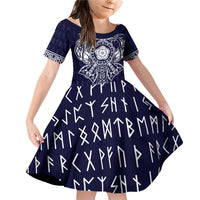 Vikings from Yorkshire Family Matching Off Shoulder Short Dress and Hawaiian Shirt Blue Spirit of Jorvik - Wonder Print Shop