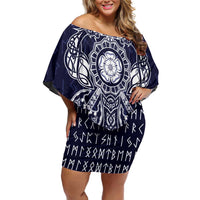 Vikings from Yorkshire Family Matching Off Shoulder Short Dress and Hawaiian Shirt Blue Spirit of Jorvik - Wonder Print Shop