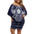 Vikings from Yorkshire Family Matching Off Shoulder Short Dress and Hawaiian Shirt Blue Spirit of Jorvik - Wonder Print Shop