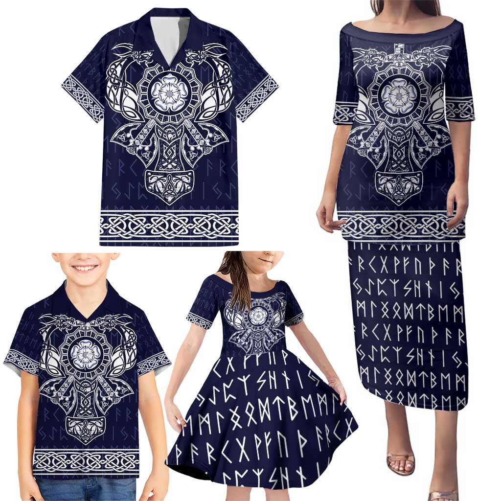 Vikings from Yorkshire Family Matching Puletasi and Hawaiian Shirt Blue Spirit of Jorvik - Wonder Print Shop
