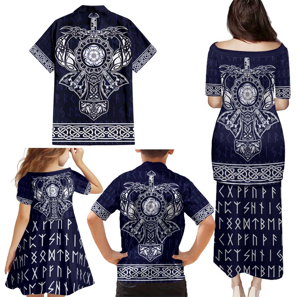 Vikings from Yorkshire Family Matching Puletasi and Hawaiian Shirt Blue Spirit of Jorvik - Wonder Print Shop