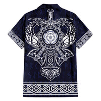 Vikings from Yorkshire Family Matching Short Sleeve Bodycon Dress and Hawaiian Shirt Blue Spirit of Jorvik - Wonder Print Shop