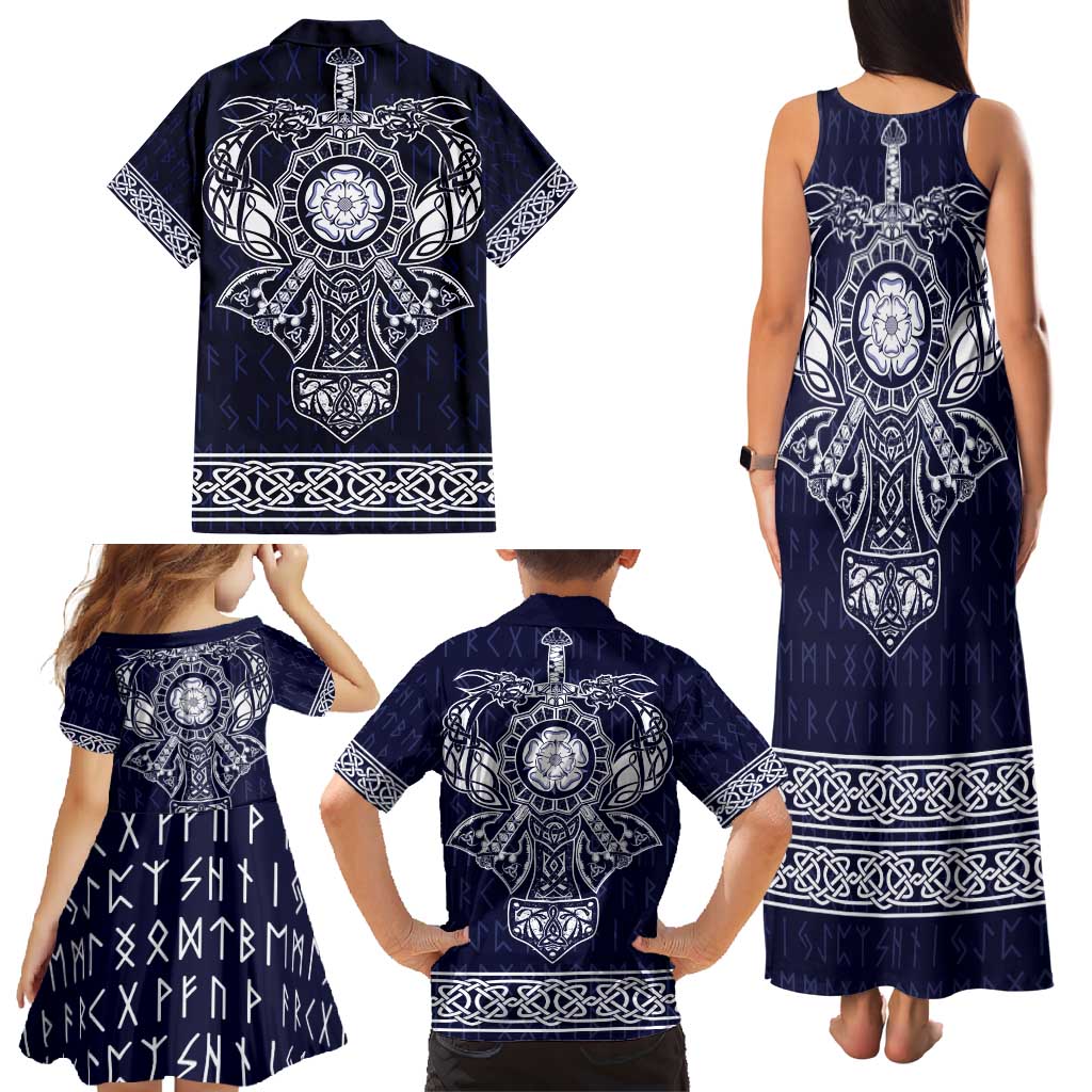 Vikings from Yorkshire Family Matching Tank Maxi Dress and Hawaiian Shirt Blue Spirit of Jorvik - Wonder Print Shop