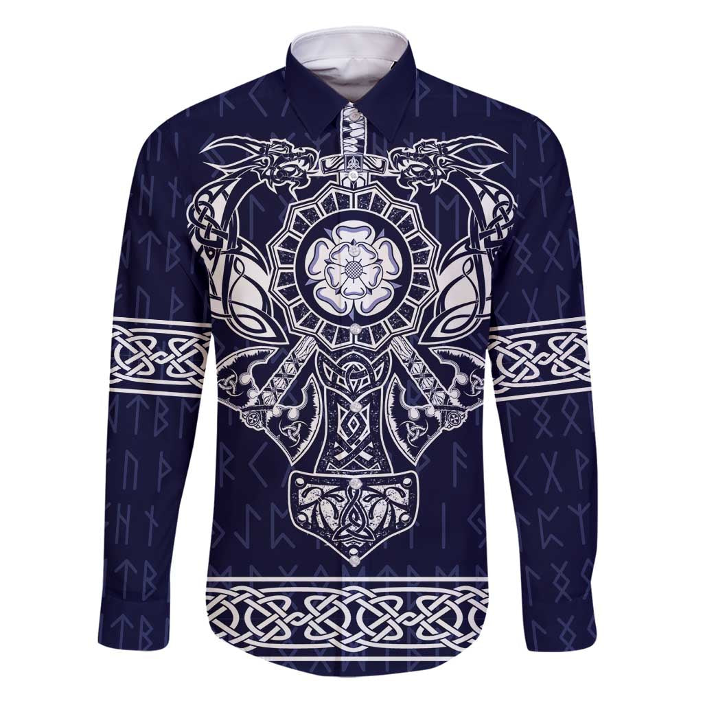 Vikings from Yorkshire Family Matching Tank Maxi Dress and Hawaiian Shirt Blue Spirit of Jorvik - Wonder Print Shop