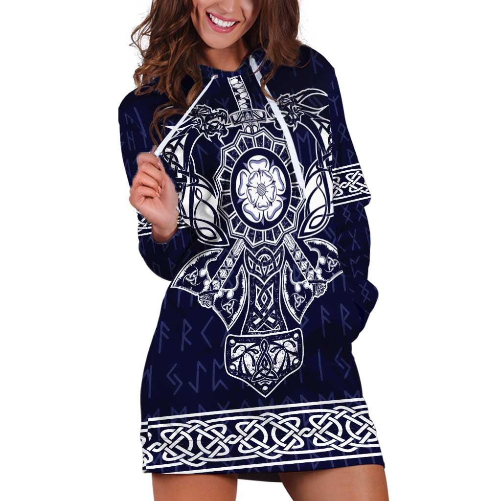 Vikings from Yorkshire Hoodie Dress Blue Spirit of Jorvik - Wonder Print Shop
