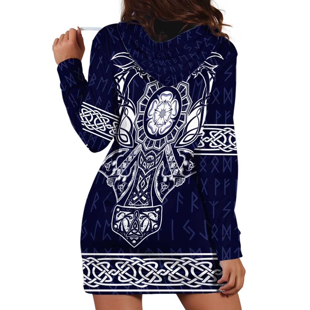 Vikings from Yorkshire Hoodie Dress Blue Spirit of Jorvik - Wonder Print Shop