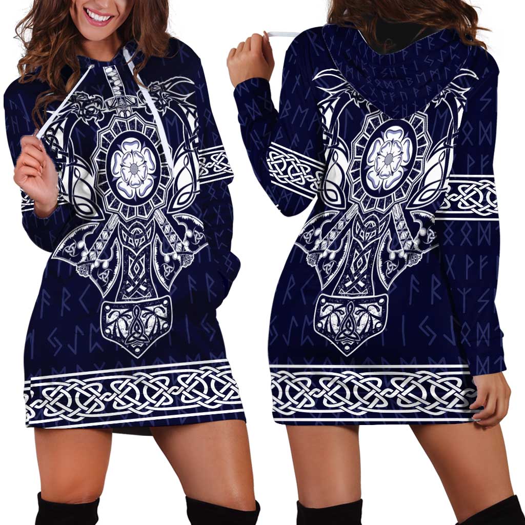 Vikings from Yorkshire Hoodie Dress Blue Spirit of Jorvik - Wonder Print Shop