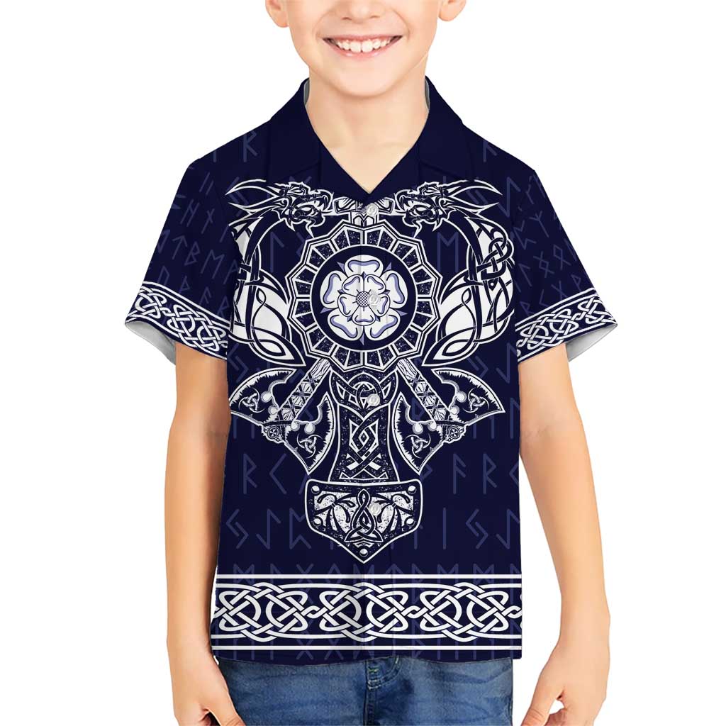 Vikings from Yorkshire Kid Hawaiian Shirt Blue Spirit of Jorvik - Wonder Print Shop