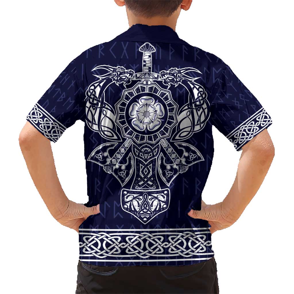 Vikings from Yorkshire Kid Hawaiian Shirt Blue Spirit of Jorvik - Wonder Print Shop