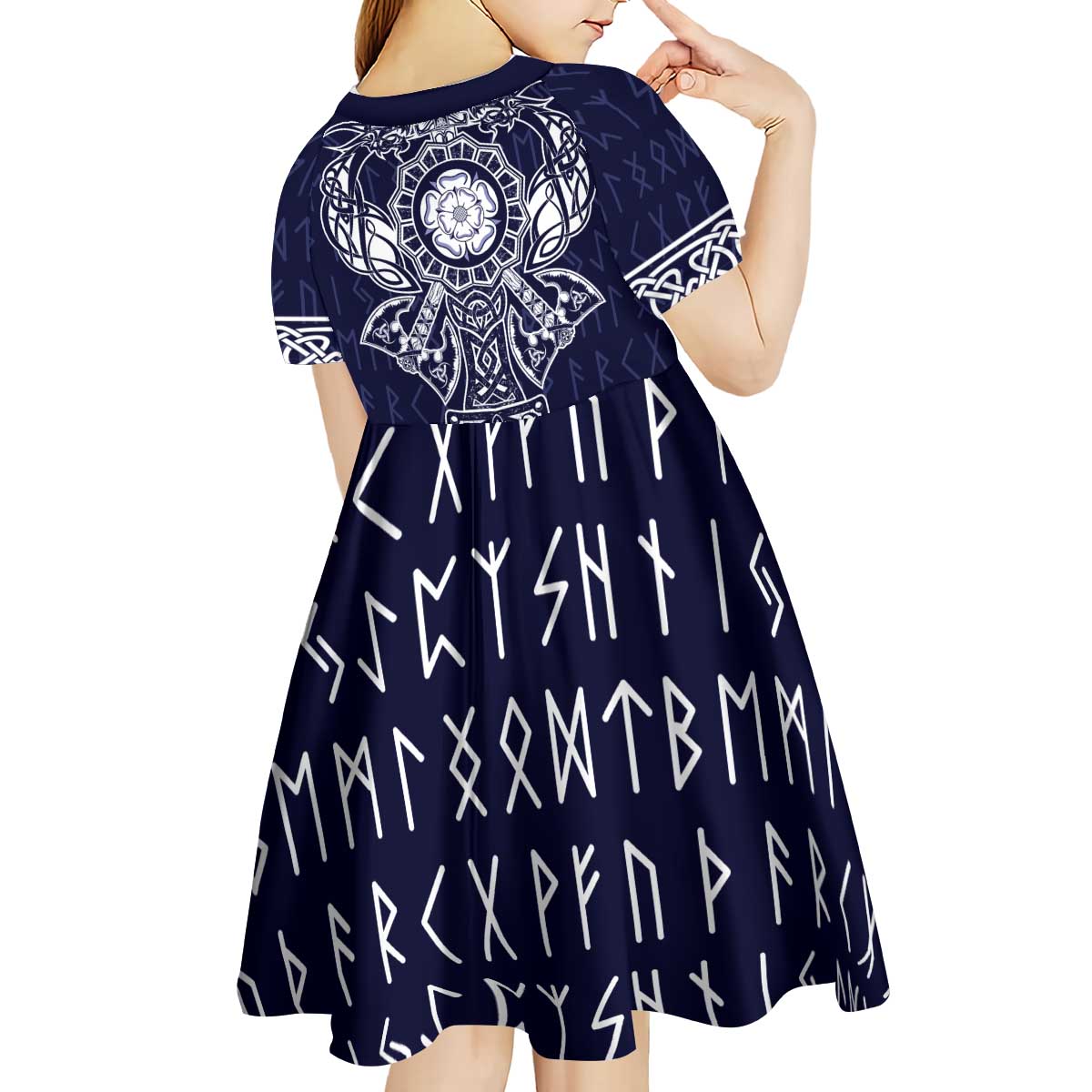 Vikings from Yorkshire Kid Short Sleeve Dress Blue Spirit of Jorvik - Wonder Print Shop