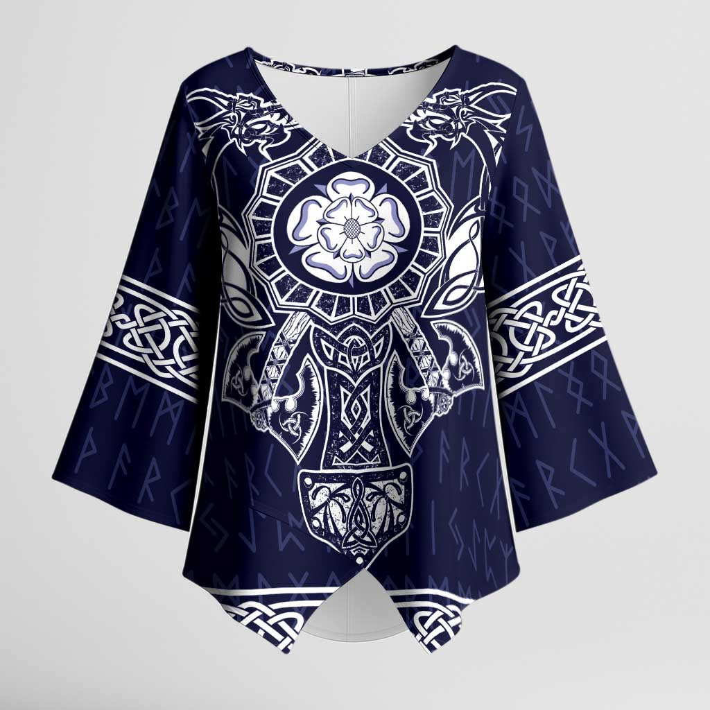 Vikings from Yorkshire Kimono Sleeve Blouse Blue Spirit of Jorvik - Wonder Print Shop